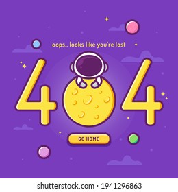 404 error with cute astronaut lost in space