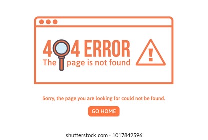 404 error design template. 404 page is not found concept linear style. Page is lost. Website design error. Vector illustration.