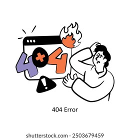 404 Error llenado esquema Estilo Diseño Vector Ilustración de stock. 