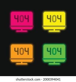 404 Error four color glowing neon vector icon