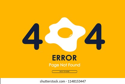 404 error with fried egg vector on yellow background