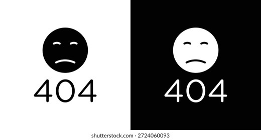404 Icono de error. Icono de diseño plano simple en blanco y negro