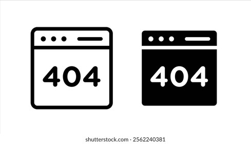 404 Error Icon collection in filled and stroke style.