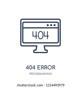 404 error icon. 404 error linear symbol design from Programming collection. Simple outline element vector illustration on white background.