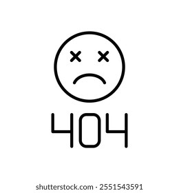 404 Error icon Outline set in black and white color