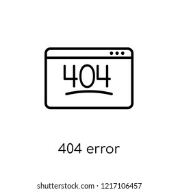 404 error icon. Trendy modern flat linear vector 404 error icon on white background from thin line Programming collection, editable outline stroke vector illustration