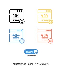 404 Error icon vector four color isolated on white background.