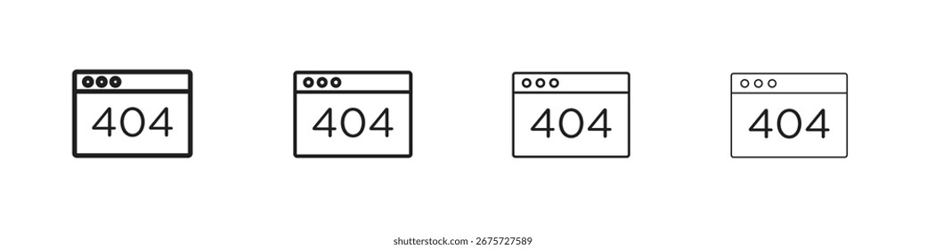 404 Icono de error Ilustración vectorial, icono de diseño de línea. Trazos editables.