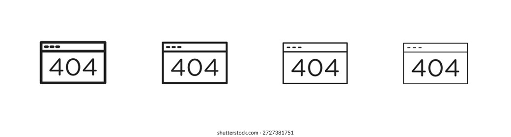404 Iconos de error Esquema del símbolo del Vector