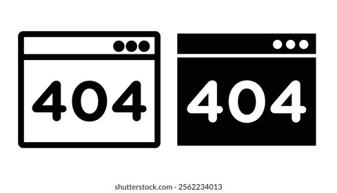 404 Error Icons pack in outlined and flat versions