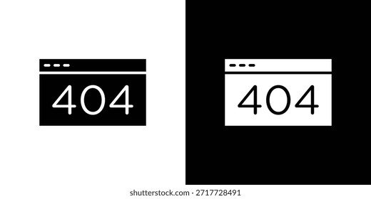 404 Iconos de error de diseño de silueta. Símbolo de glifo blanco y negro.