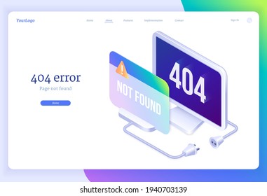 404 Fehler isometrischer Landebanner, verlorenes Internet
