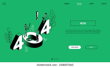 404 error isometric landing page colorful web banner