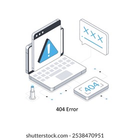 404 Erro isométrico stock ilustração Eps 10 Arquivo