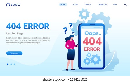404 Error landing page website illustration flat vector template 