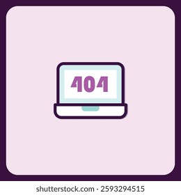 404 Error Laptop Icon, Website Not Found Illustration