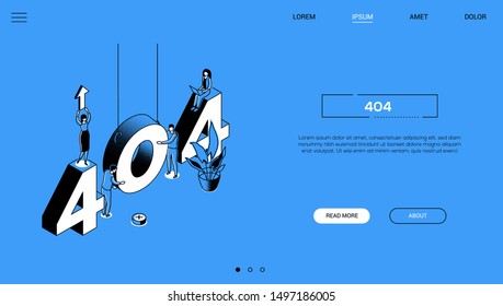 404 Error - Line Design Style Isometric Web Banner