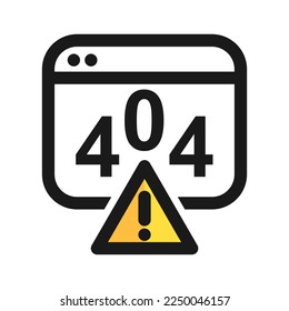 Icono de línea de error 404. Error en el explorador. Ilustración vectorial de desconexión de Internet