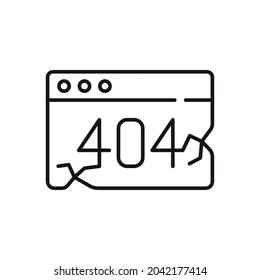 404 error linear icon. Website. Thin line customizable illustration. Contour symbol. Vector isolated outline drawing. Editable stroke