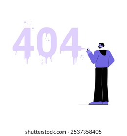404 Error With Male Character Painting in Flat Vector Illustration Symbolizing Website Error, Unavailable Content, And Technical Glitch, Isolated on White Background.