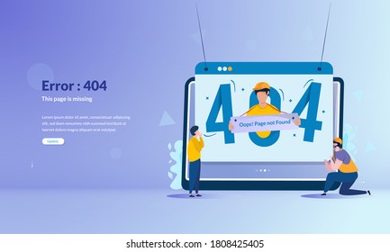 404 error message page not found, error this page is missing on illustration concept