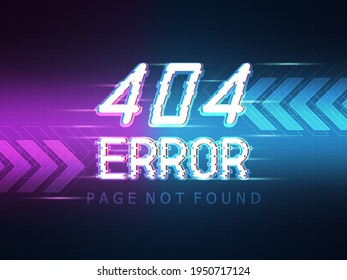 404 error message page not found with technology background vector illustration