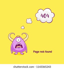 404 error with monster, vector cute illustration