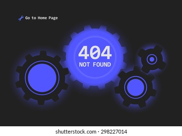 404 Error with neon and gears concept