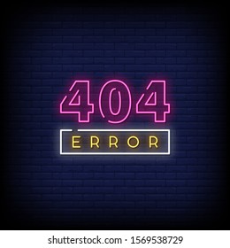 404 error Neon Signs Style Text Vector