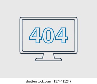 404 error or not found line Icon. In Gray Background.
