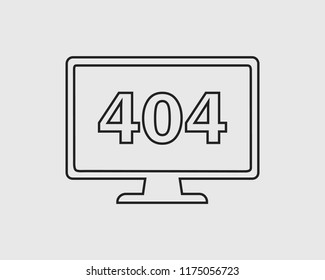 404 error or not found line Icon. In Gray Background.