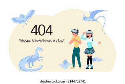 404 error not found web page. layout 404 on white background for virtual reality website. Flat Art Vector Illustration