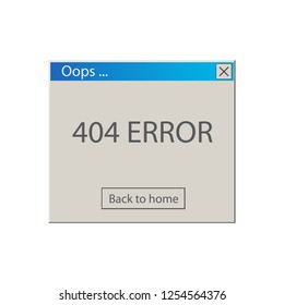 404 error . Operational Message .Vintage User Interface. Vector Illustration.