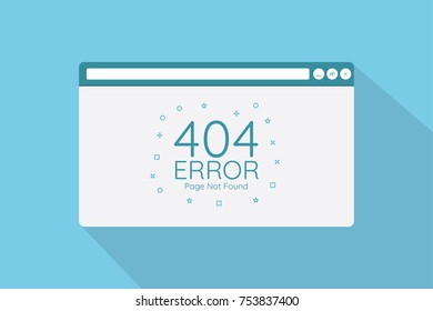 404 error page in browser screen with flat style concept vector illustration