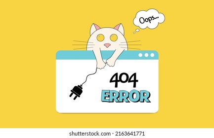 404 error page with cat illustrations. Page not found. Vector illustration of cartoon character. Modern flat style