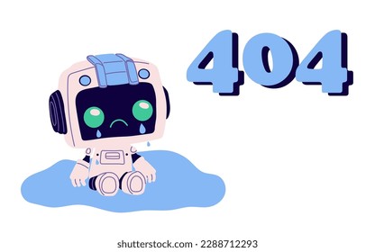 404 error page design. Web site problem, failure, website access denied concept. Unavailable webpage, inaccessible network mistake. Flat graphic vector illustration isolated on white background