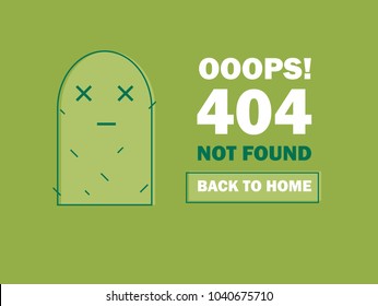 404 Error Page or File not Found icon. Cute green Cactus. UX UI vector for web