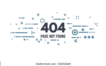 404 error page flat line concept. Link to a non-existent page. Abstract lines, dots and objects.