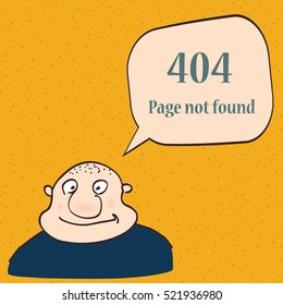 404 error page. Funny 404 error symbol with cartoon character of man. Vector illustration.
