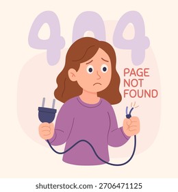 404 Error Page Illustration with Disconnected Plug