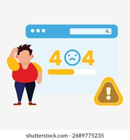 404 Ilustración de página de error: Sitio web no encontrado y concepto de error de carga