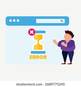 404 Ilustración de página de error: Sitio web no encontrado y concepto de error de carga