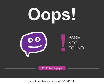 404 Error Page. Illustration for Website Error Page. Page not found. sad face on a black background.