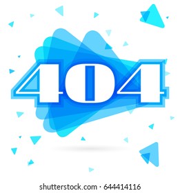 404 Error Page. Illustration for Website Error Page. Abstract blue triangles. Template reports that the page is not found.