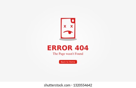 404 error page isolated with document sad expression concept.white background or banner on website trouble page.