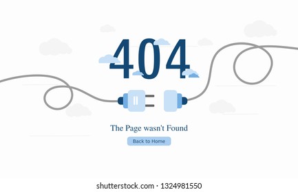 404 Fehlerseite einzeln mit unplug concept.white hintergrund oder banner auf Website Ärger Seite.