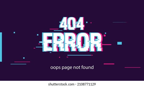 404 página de error no encontrada Efecto de texto de fallo moderno