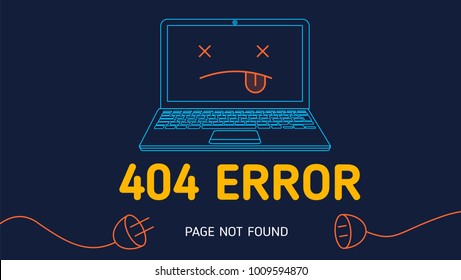 404 Error Page Not Found Line Notebook Vector Design Template For Website With White Background Graphic