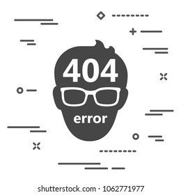 404 error page not found illustration of man with glasses icon over white background with lines. Flat polygonal illustration page not found concept