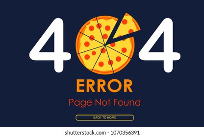 404  error page not found vector pizza graphic background